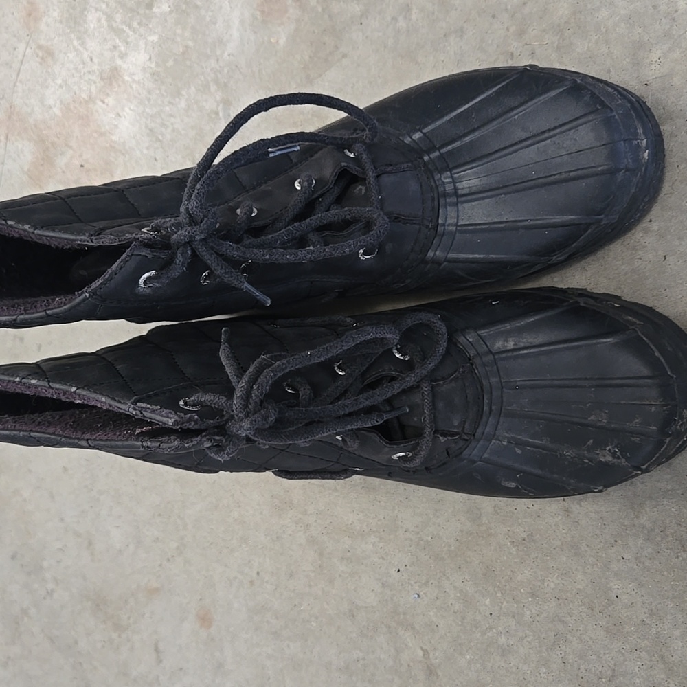 Sperry Top Sider Black Quilted Lace-Up Duck Boots, 9.5, Waterproof - Picture 4 of 7